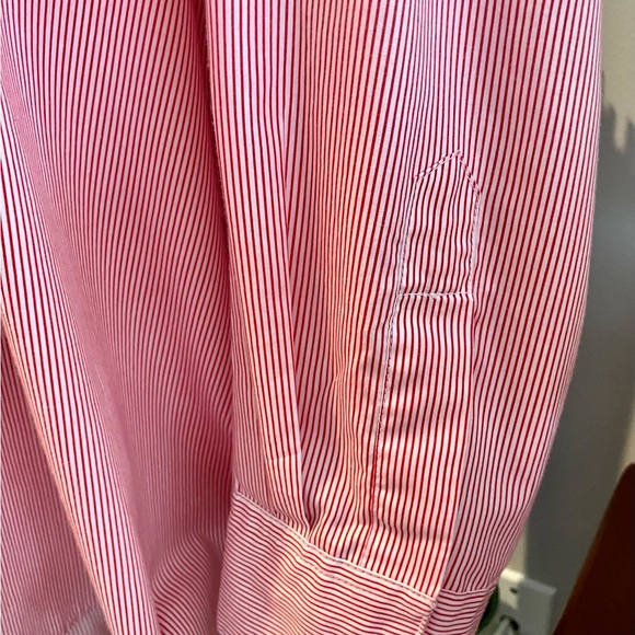 Women’s oversized 3X Collard Cotton, button up, long sleeve blouse. Red/White. - Picture 3 of 16